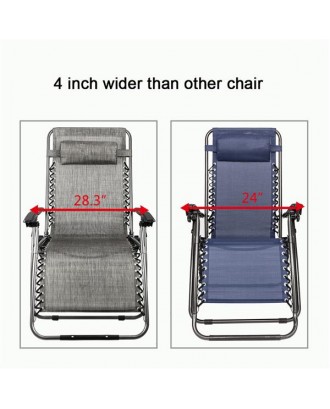 Zero Gravity Lounge Chair Widened Folding Chair Leisure Chair Gray