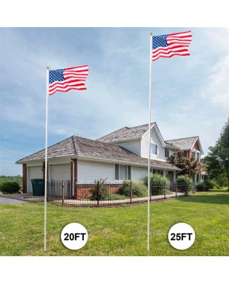 [US-W]25ft Solemn Outdoor Decoration Sectional Halyard Pole US America Flag Flagpole Kit