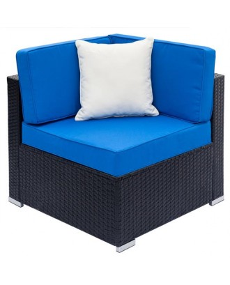 Fully Equipped Weaving Rattan Sofa Set with 2pcs Corner Sofas Black