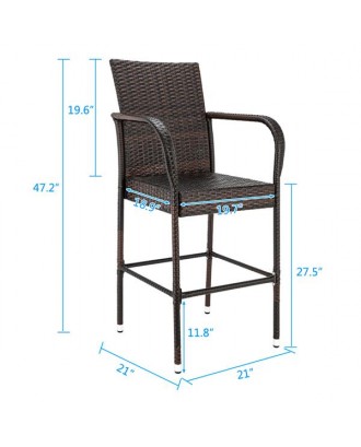 2pcs High Bar Chair Brown Gradient