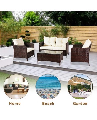 Oshion Outdoor Leisure Sofa Combination Four-Piece Set-Black Package-1 (Combination Total 2 Boxes)
