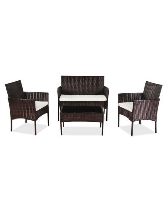 OSHION Outdoor Living Room Balcony Rattan Furniture Four-Piece-Brown