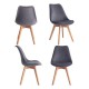 2 x Esszimmerstühle Esszimmerstuhl Retro Stühle Set 2 Stühle Tulpe Esszimmer Stuhl-Küche Retro Design Stühle mit Füße aus Holz Küchenstuhl, Bürostuhl, Lounge Stuhl Robust und Bequem (Dunkelgrau)