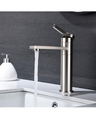 360-Degree Rotating Bathroom Basin Sink Faucet Single Handle Lavatory Water-Saving Stainless Steel Faucet
