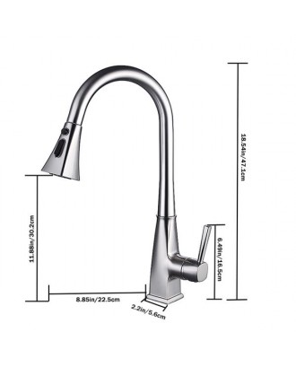 Single Handle Brushed Pull out Kitchen Faucet with High Arc Tube Stainless Steel Kitchen Sink Water Tap