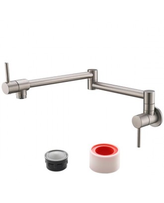 Brass Folding Faucet 1/2'' NPT Wall Mount Kitchen Faucet Two Handles Cold Water Tap Nickel