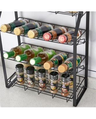 Black Four Tier Kitchen Seasoning Storage Rack Counter Organizer Spice Rack Shelf for Seasoning Jars,Spice Jars Sauce Bottles KJZWJ018-4HEI